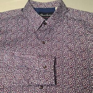 Robert Graham Button Down Shirt Mens XL Purple Modern Americana Tailored Aop